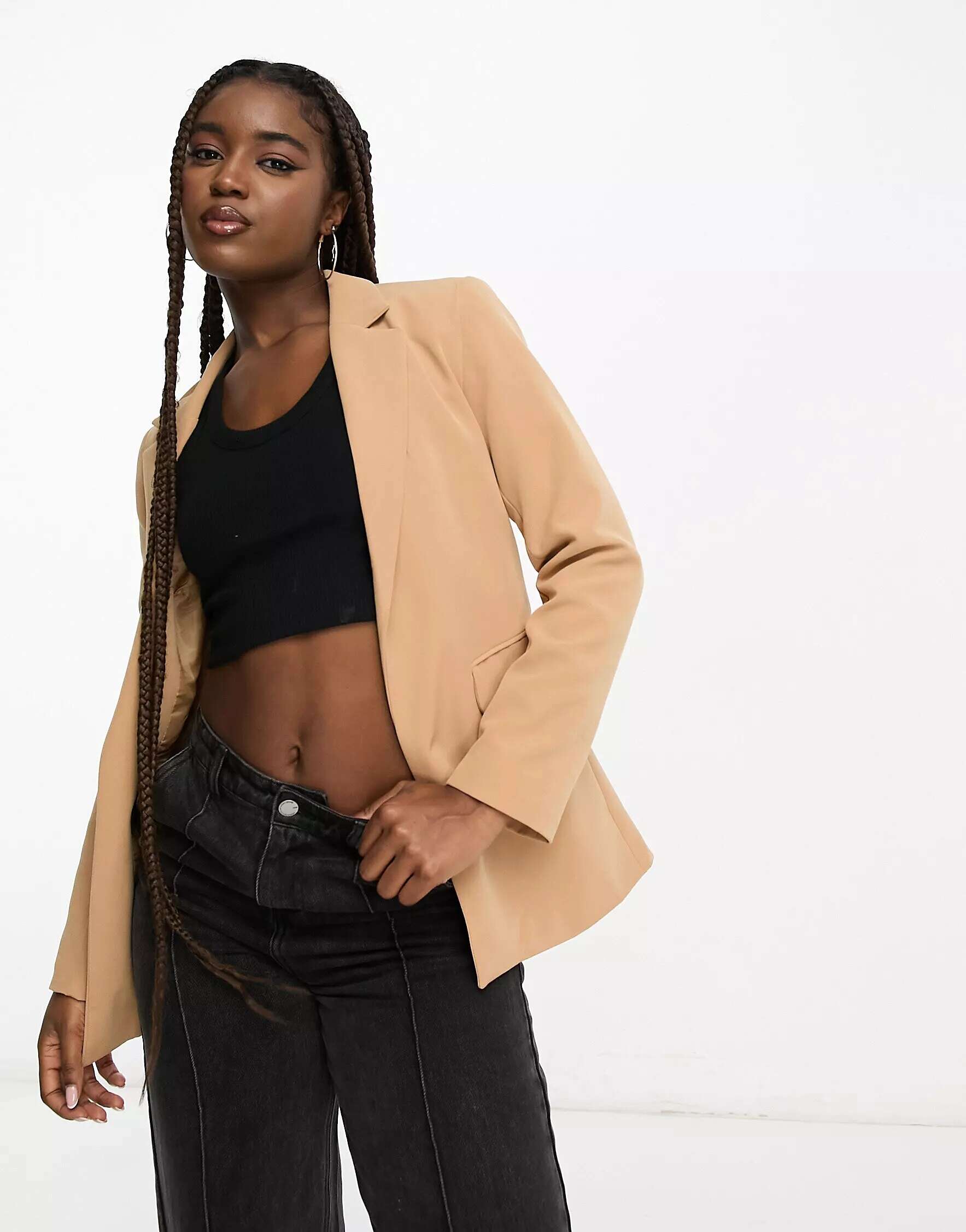Светло-коричневый пиджак с напуском New Look