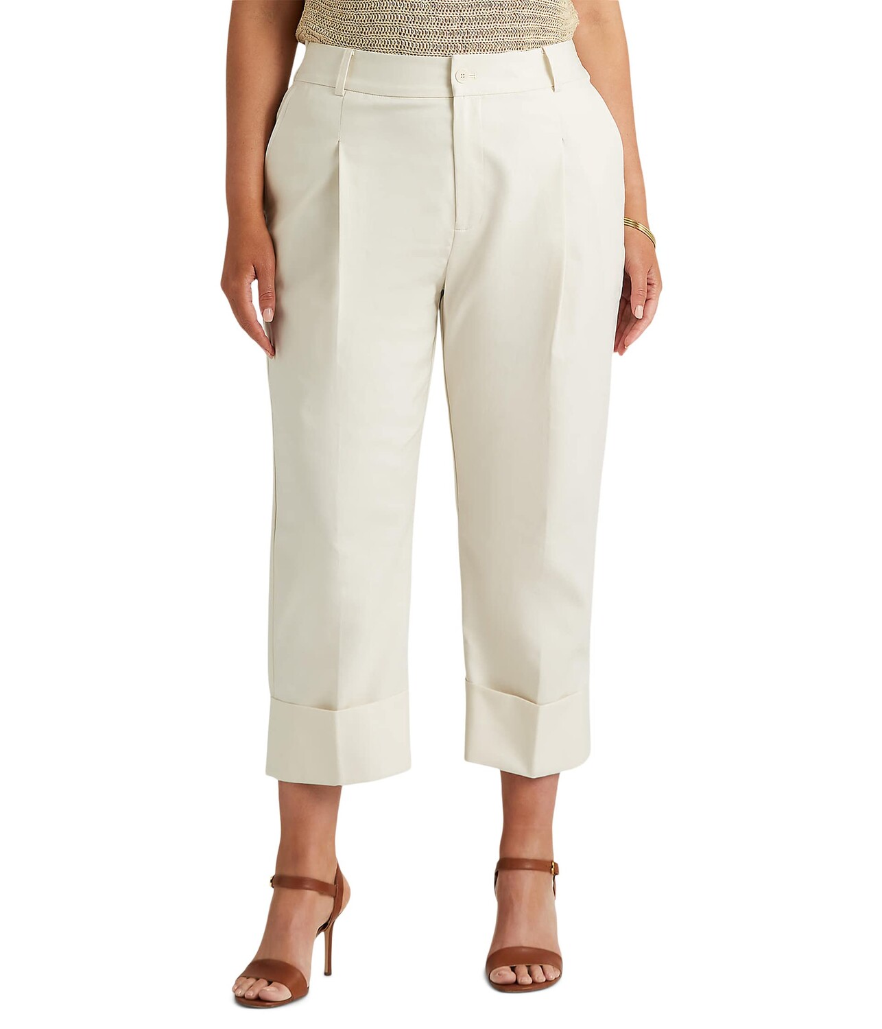 

Брюки LAUREN Ralph Lauren, Plus Size Double-Faced Stretch Cotton Ankle Pants