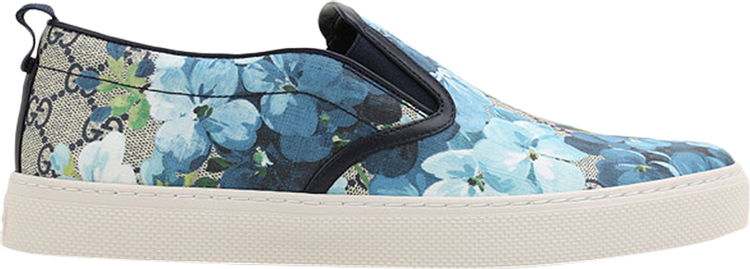 Кроссовки Gucci GG Supreme Canvas Slip-On Blue Floral, синий - фото