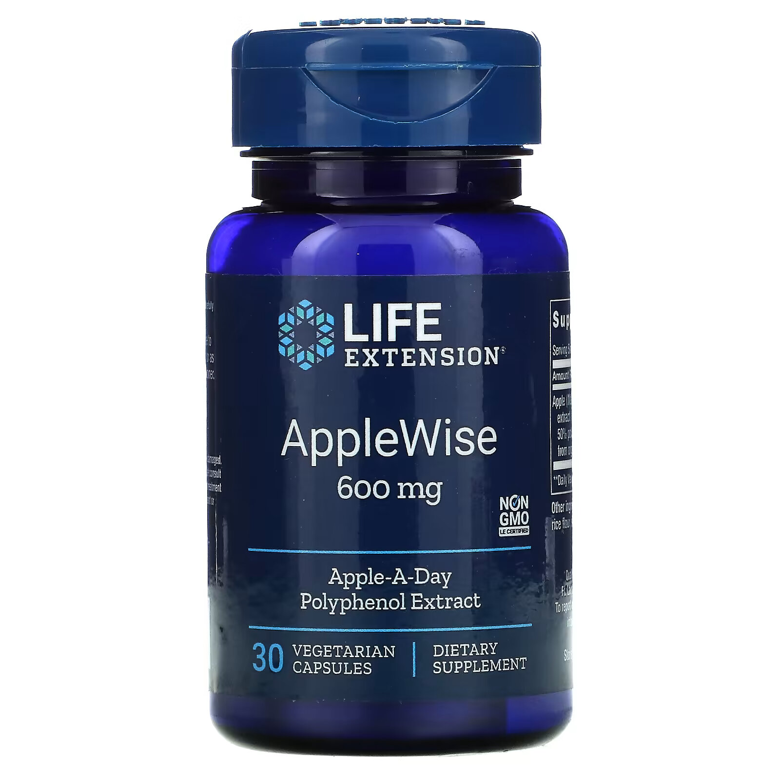 Life Extension, AppleWise, 600 мг, 30 растительных капсул life extension поддержка нормального глазного давления с mirtogenol 30 растительных капсул
