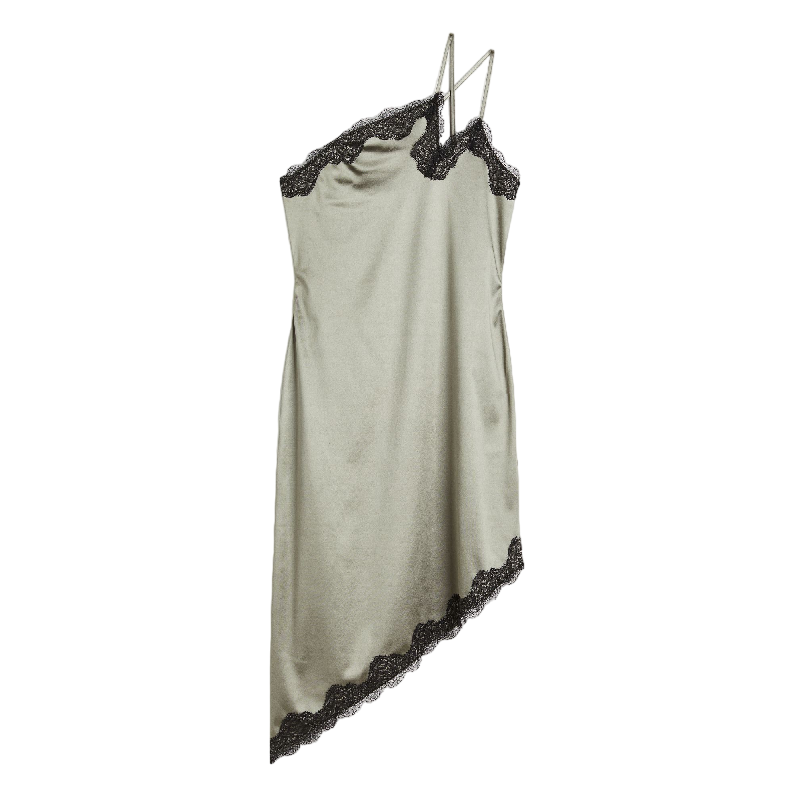 Платье комбинация H&M One-shoulder Satin, хаки