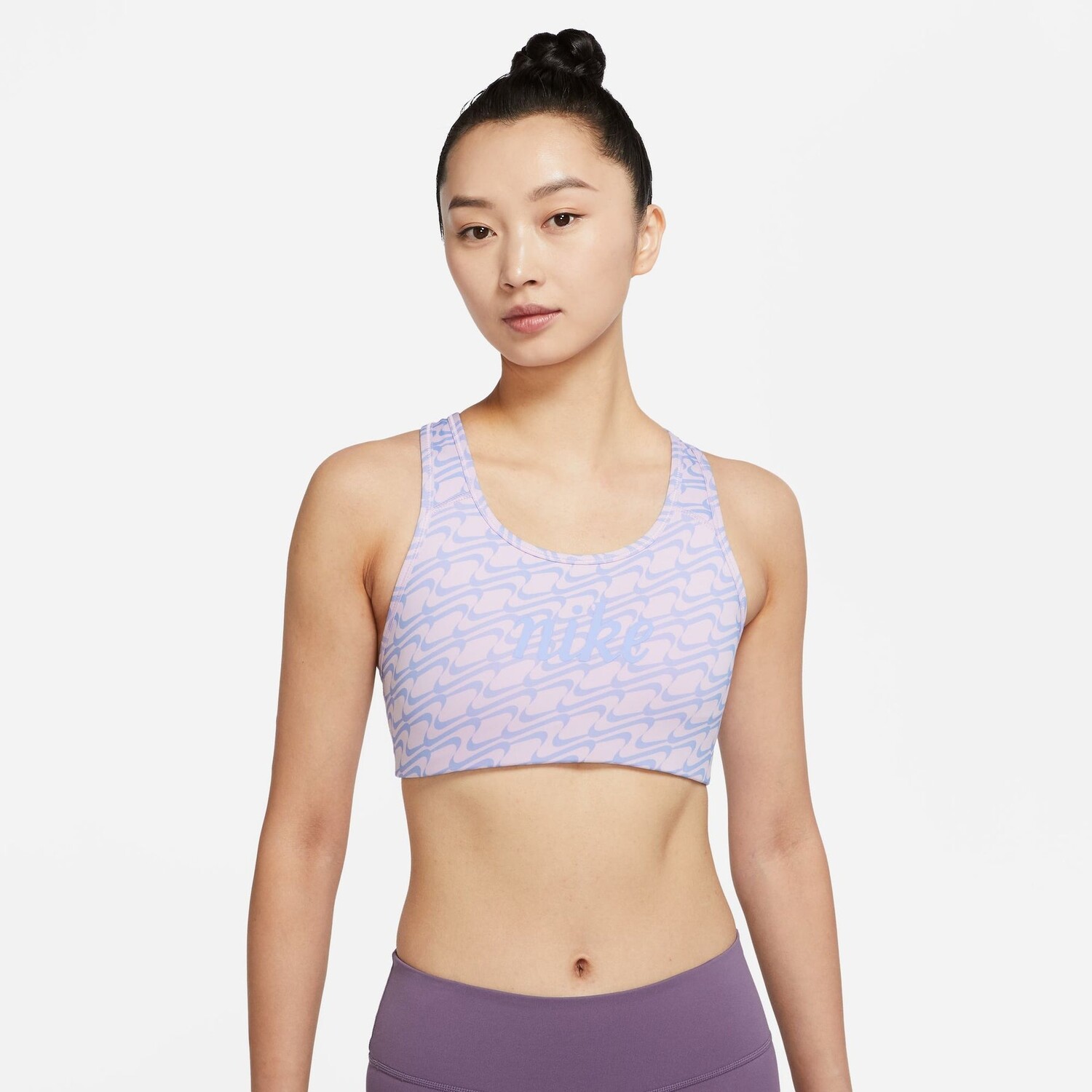

Топ Nike Dri-Fit Swoosh Icon Allover-Print Training, сиреневый, Фиолетовый