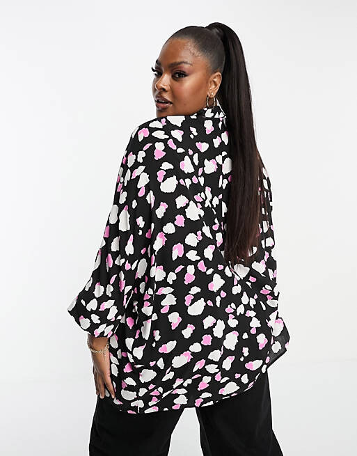 

Розовая рубашка оверсайз с длинными рукавами ASOS DESIGN Curve