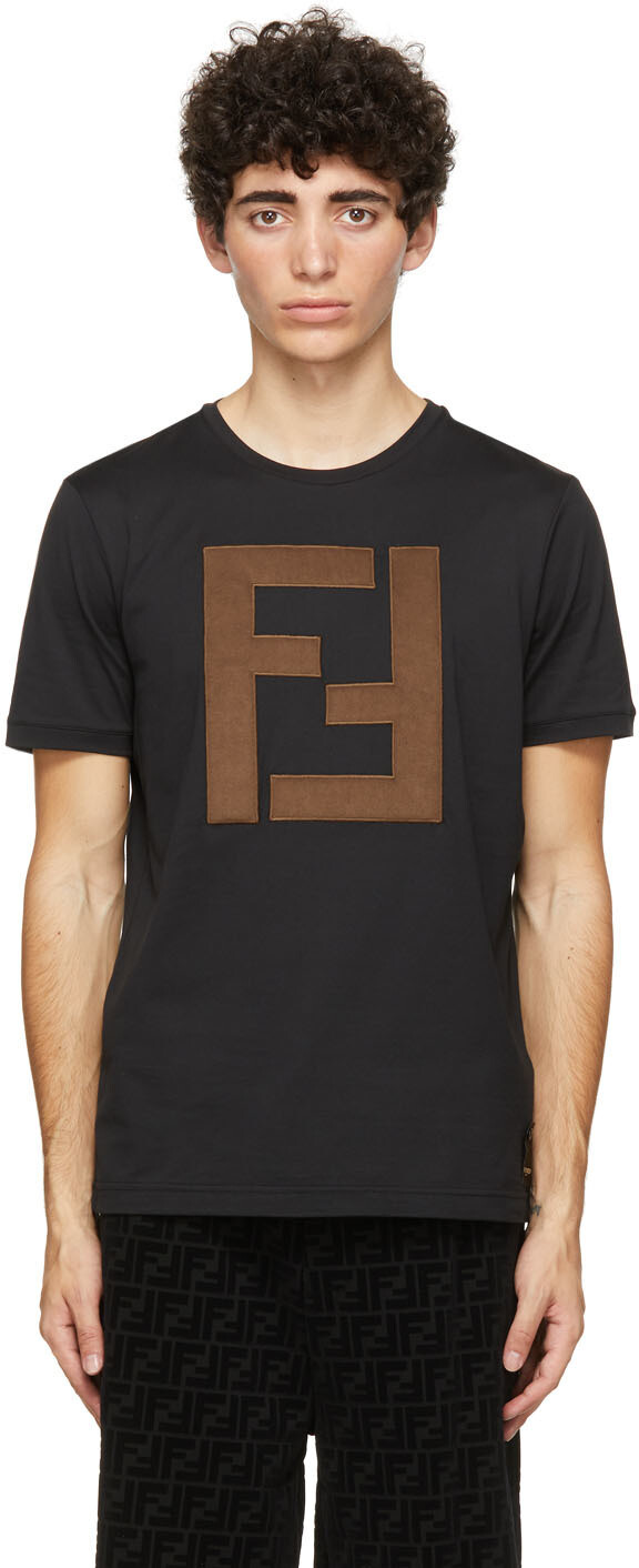 

Черная футболка с нашивкой FF Fendi
