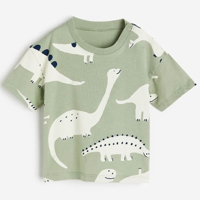 

Футболка H&M Printed Dinosaurs, светло-зеленый
