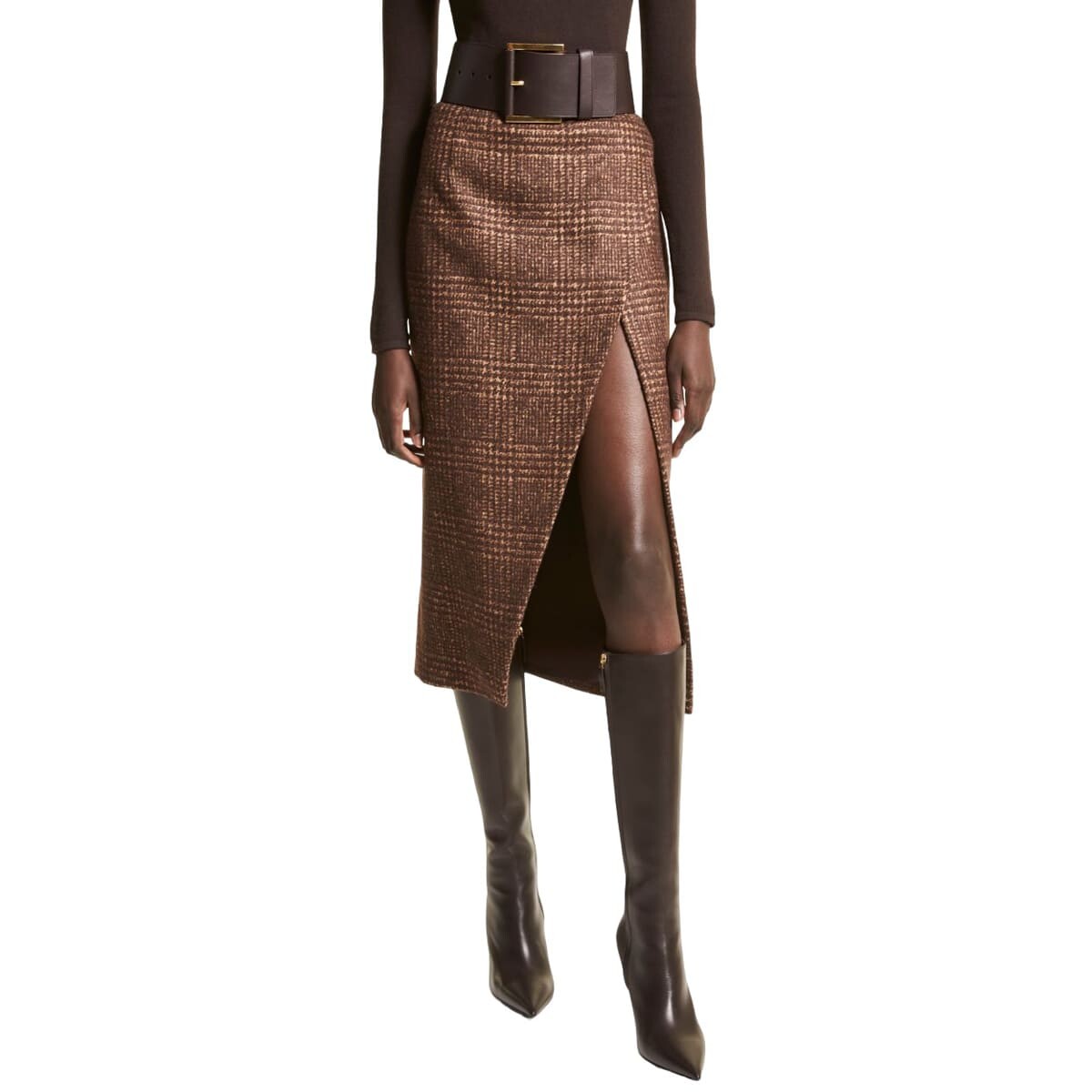 

Юбка Michael Kors Glen Plaid Tweed Scissor, коричневый