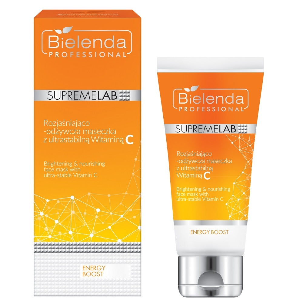 цена Bielenda Professional Осветляющая и питательная маска Supremelab Energy Boost с ультрастабильным витамином С 70мл