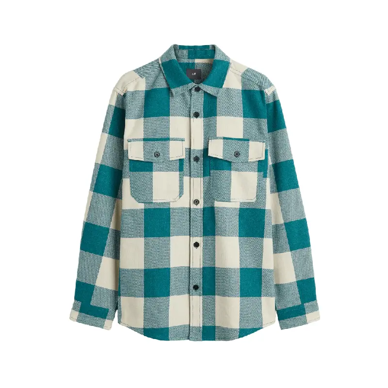 

Рубашка H&M Twill Overshirt, кремовый/зеленый