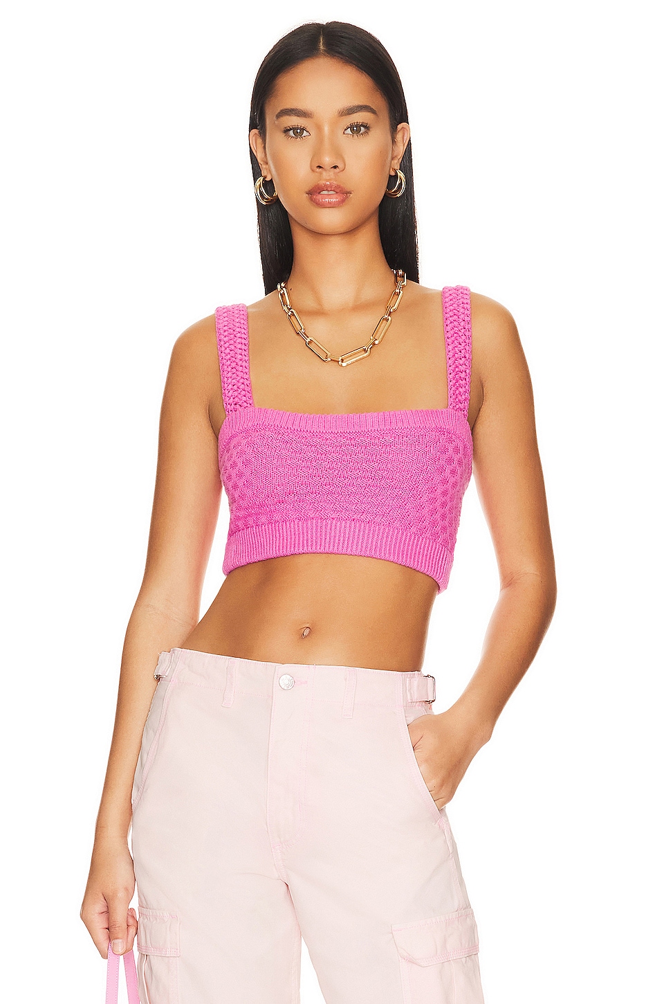 Топ MAJORELLE Tamal Textured Knit Cropped, розовый