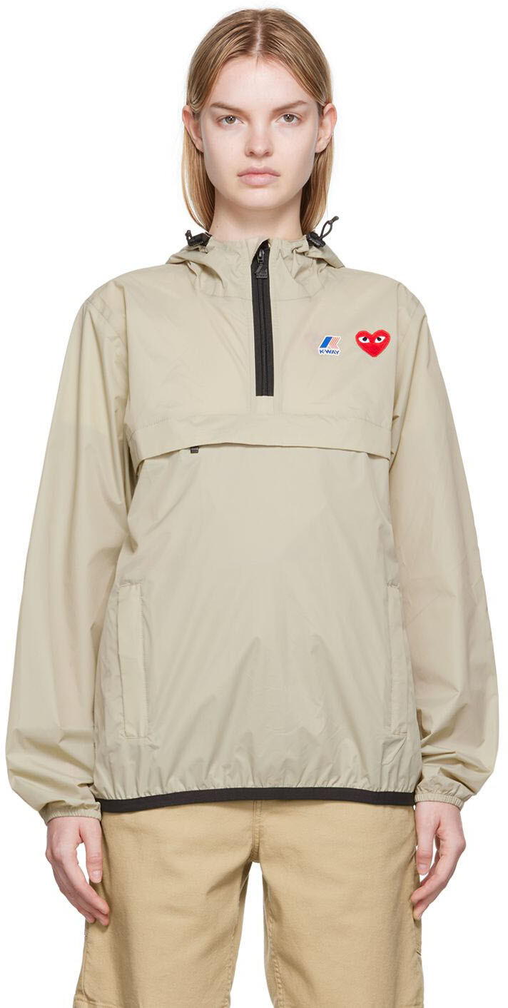 

Бежевая нейлоновая куртка K-Way Edition Comme des Garçons Play, Бежевый