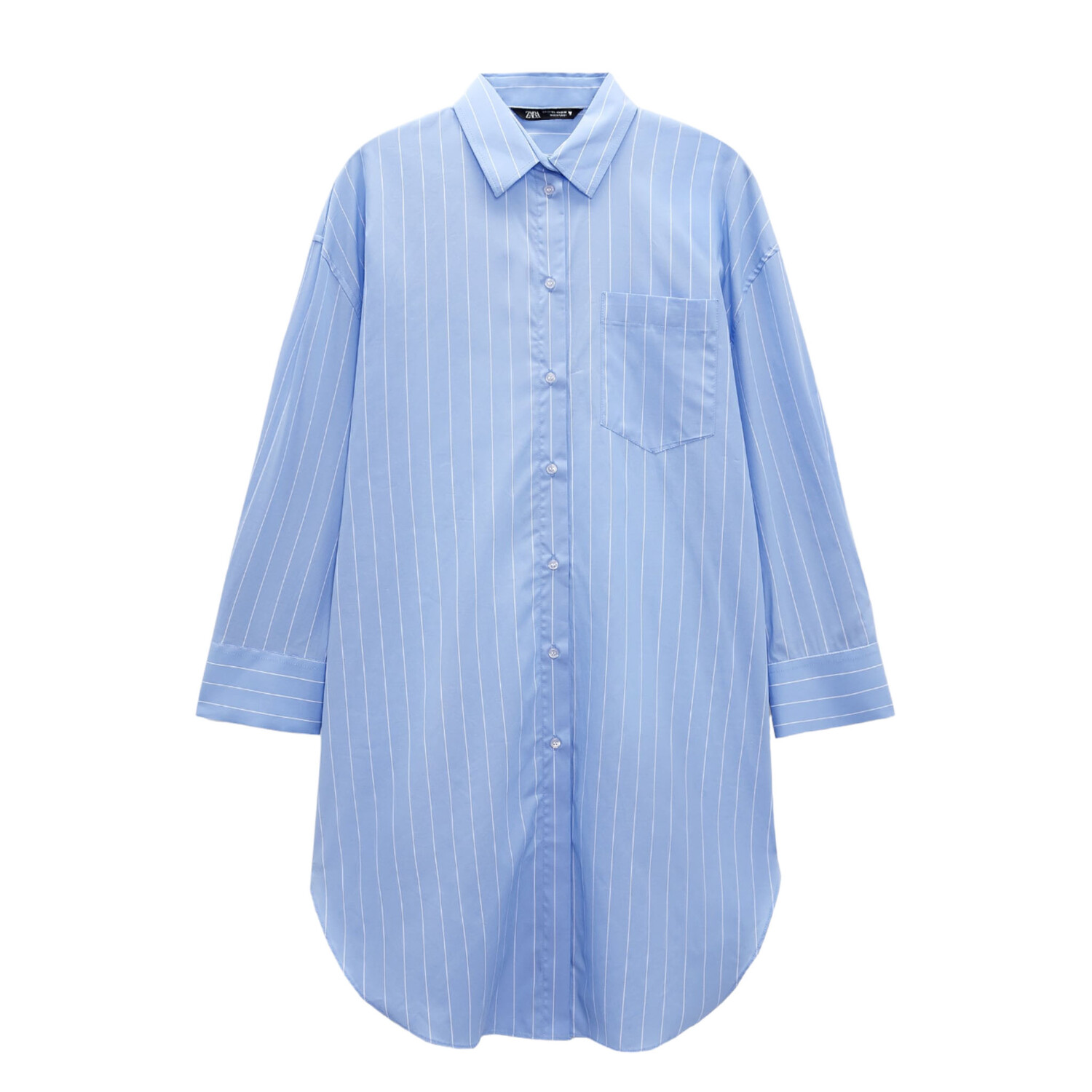 

Рубашка Zara Striped Extra-long, голубой