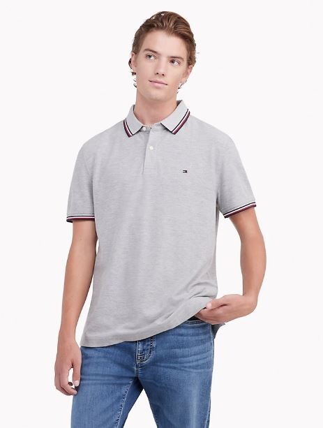 

Футболка-поло Tommy Hilfiger Regular Fit Tipped, светло-серый