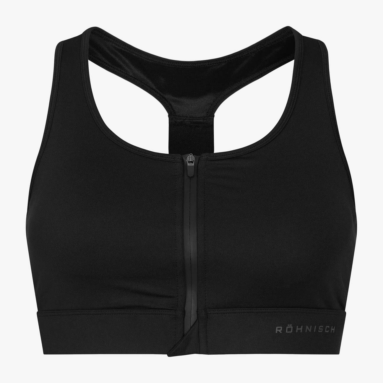 Топ Rohnisch Front Zip With Medium Support Sports, черный sext latex handmade catsuit with front zip