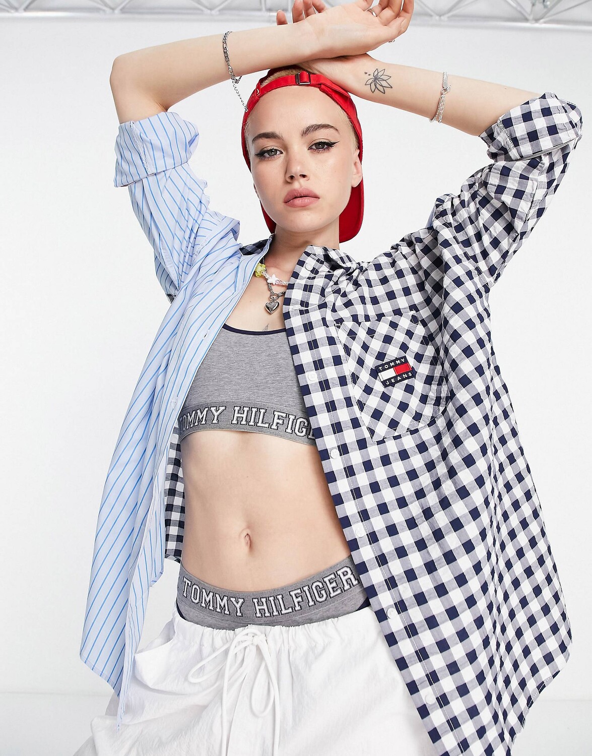

Разноцветная рубашка с полосками в мелкую клетку Tommy Jeans