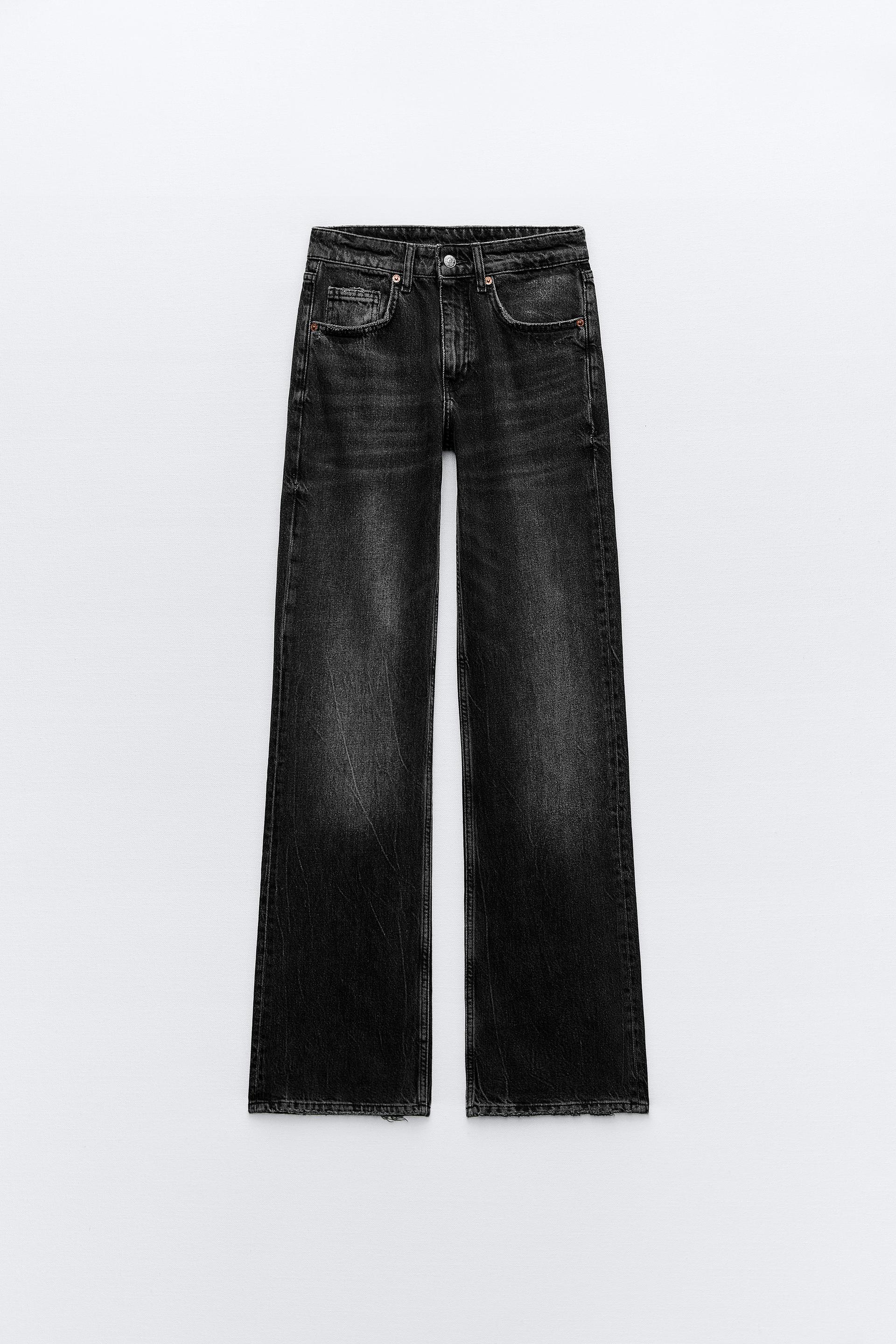 Джинсы Zara Trf Wide-leg Full Length, черный джинсы zara trf high rise wide leg темно синий