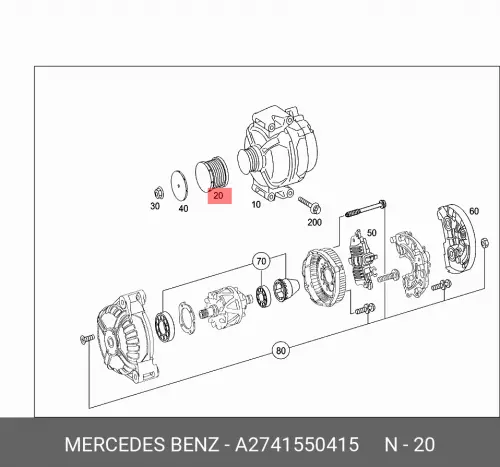 

Шкив генератора A2741550415 MERCEDES-BENZ