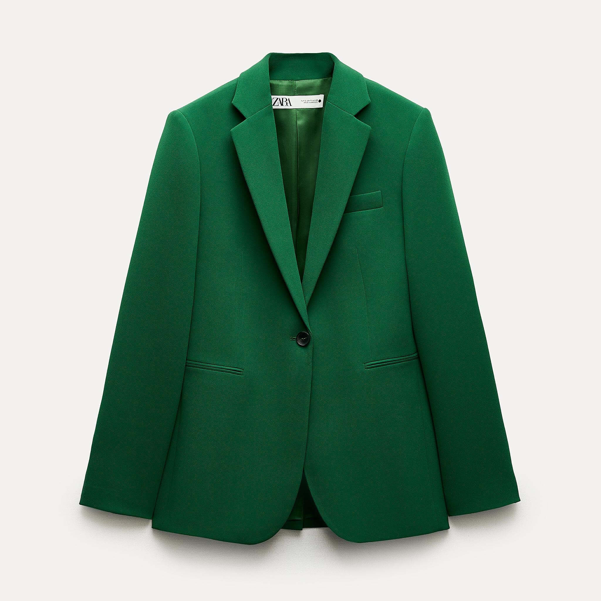 Блейзер Zara ZW Collection Tailored With Button, зеленый блуза zara gold button with bow зеленый