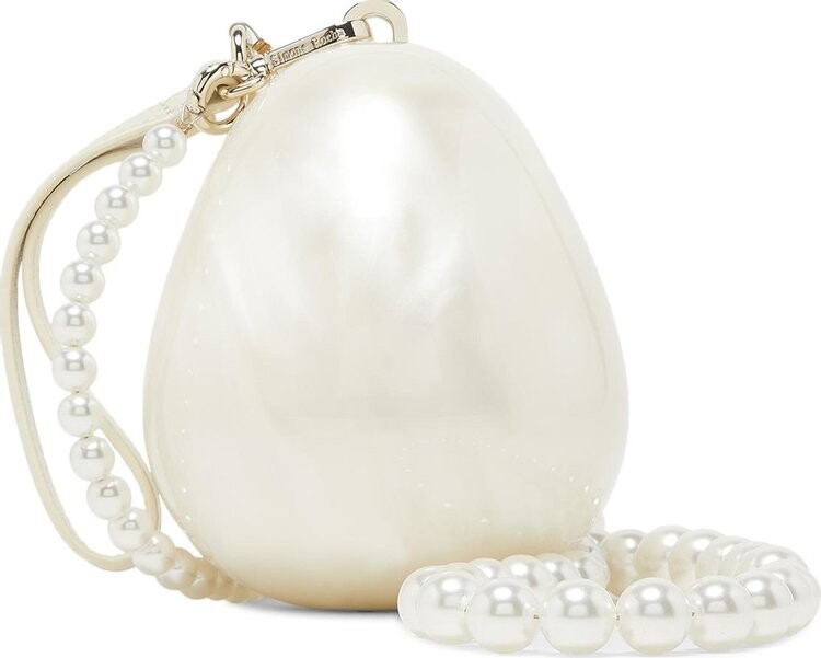 

Сумка Simone Rocha Micro Handheld Egg Bag With Crossbody Strap Pearl, белый