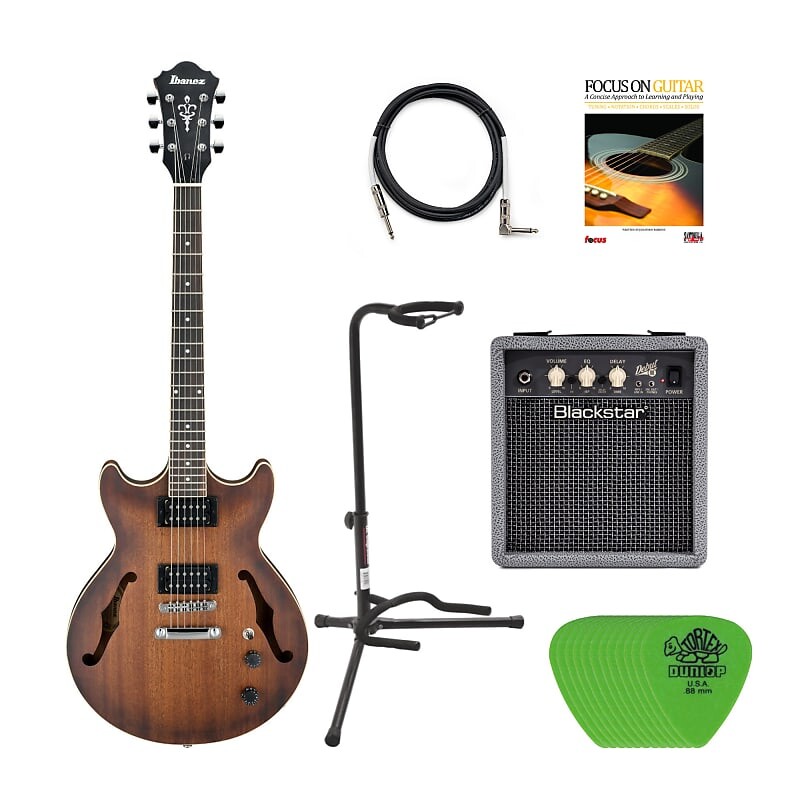 

Ibanez AM53 6-струнная электрическая гитара с полым корпусом (правая рука, табачная квартира) с комплектом Blackstar Limited DEBUT10EBG Ibanez 6-String Electric Guitar (Right-Hand, Tobacco Flat) with Limited Bundle