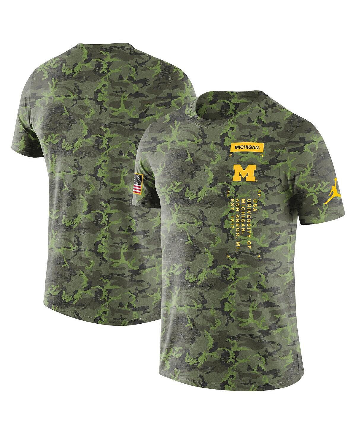 

Мужская камуфляжная футболка michigan wolverines в стиле милитари Jordan
