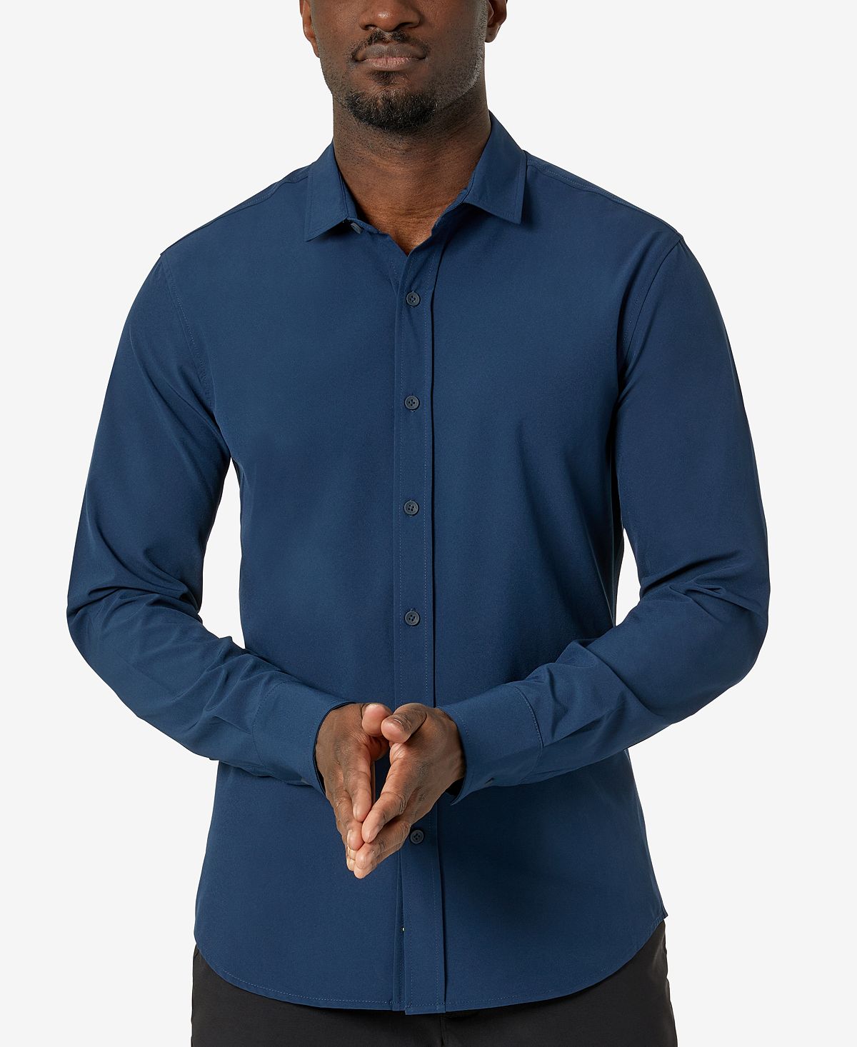Мужская однотонная спортивная рубашка стрейч Kenneth Cole, синий