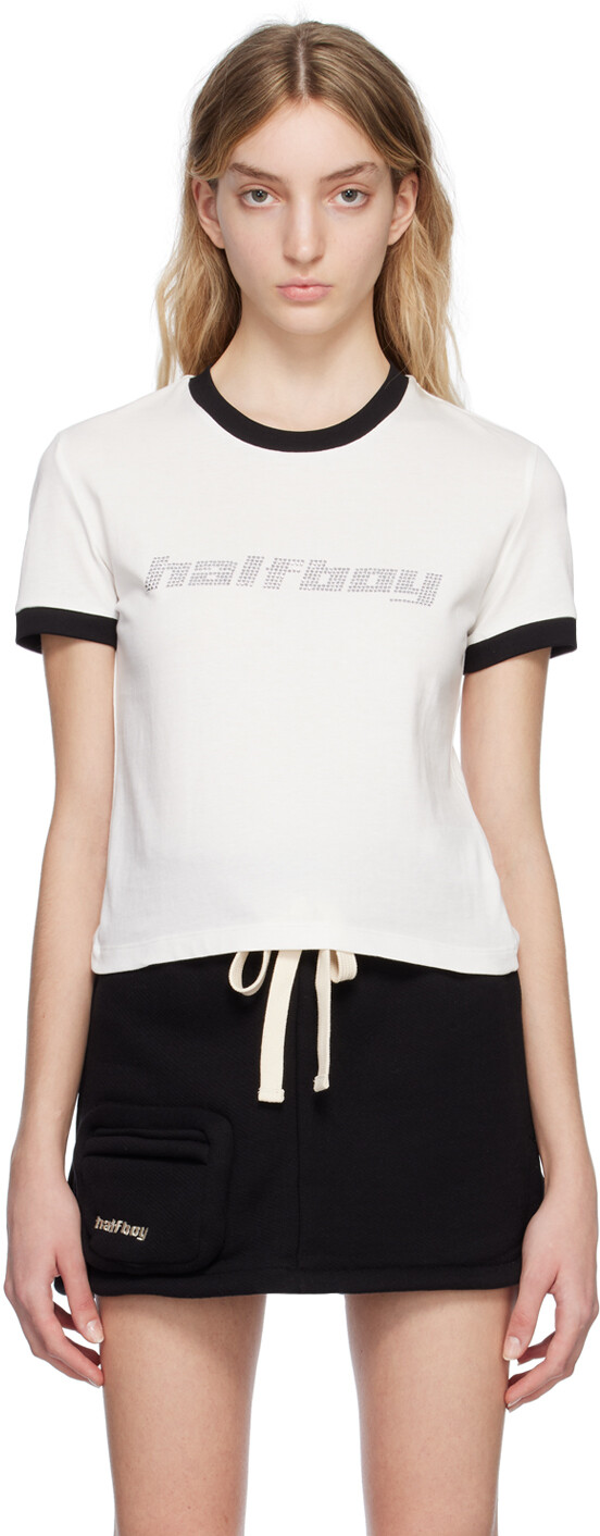

Белая футболка с кристаллами HALFBOY, Белый