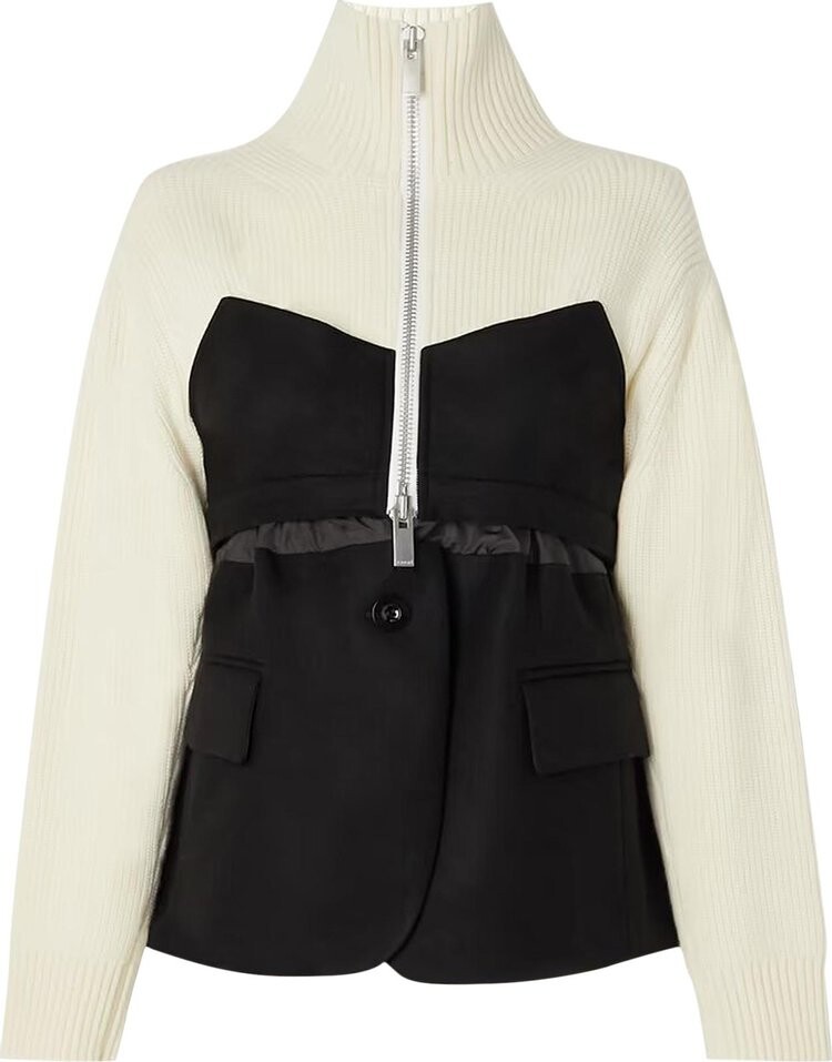 

Куртка Sacai Knit Jacket Off White/Black, белый