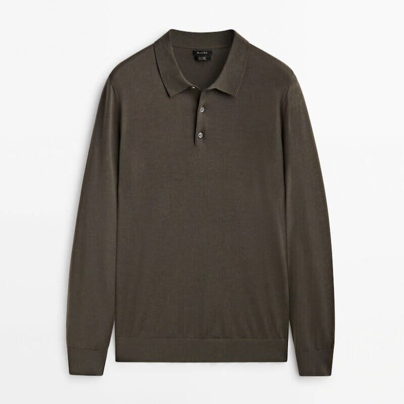 

Свитер-поло Massimo Dutti, хаки