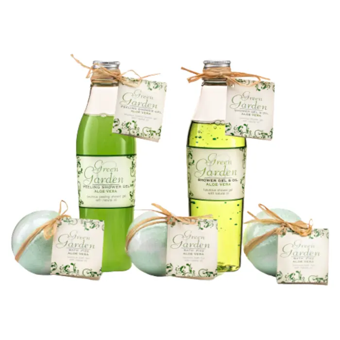 

Green Garden Aloe Vera набор: пена для ванны, 400 мл + гель для душа, 250 мл + соль для ванны, 600 г + шарик для ванны, 3x100 г
