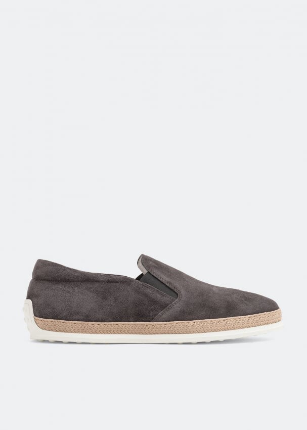 

Лоферы TOD'S Suede slip-on loafers, серый