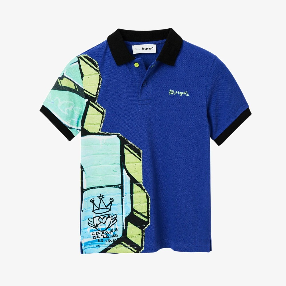 

Футболка поло Desigual Graffitihorsleeve Polo, синий