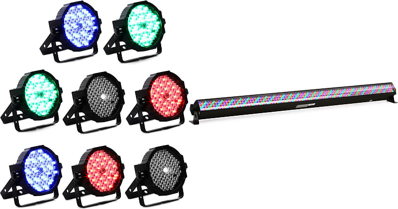

Комплект ADJ Mega Flat Pak 8 Plus RGB+UV Par (8 шт.) Комплект со светодиодной линейкой ADJ Mega Bar RGBA 42" RGBA American DJ MEG888=1 MEG040=1