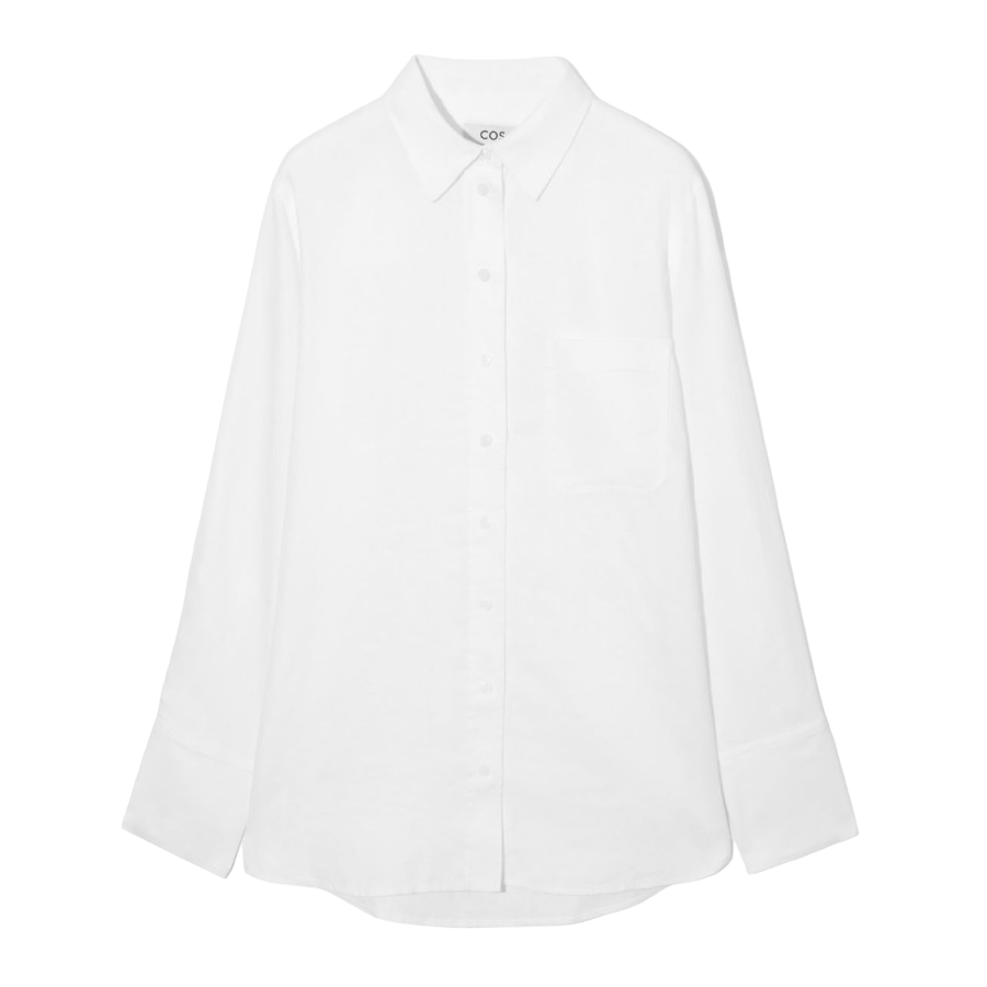 Рубашка COS Oversized Linen, белый рубашка zara oversized linen белый