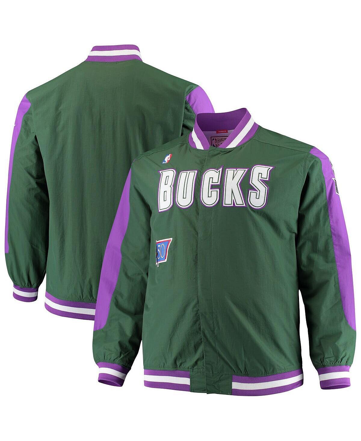 

Мужская зеленая куртка milwaukee bucks big and tall hardwood classics authentic warm-up full-snap Mitchell & Ness, зеленый