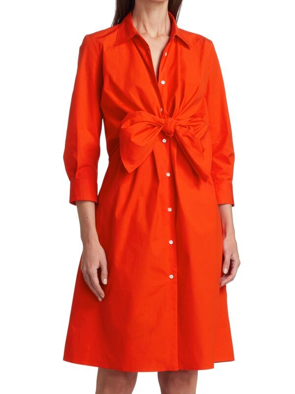 

Короткое платье-рубашка из поплина с поясом Sara Roka Poppy red