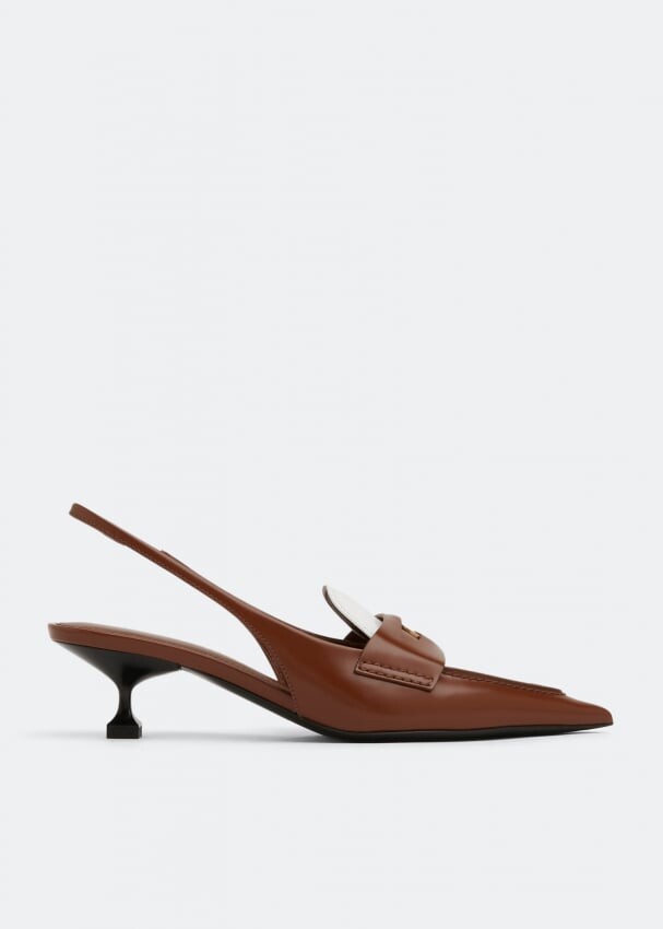 

Туфли MIU MIU Leather slingback pumps , коричневый