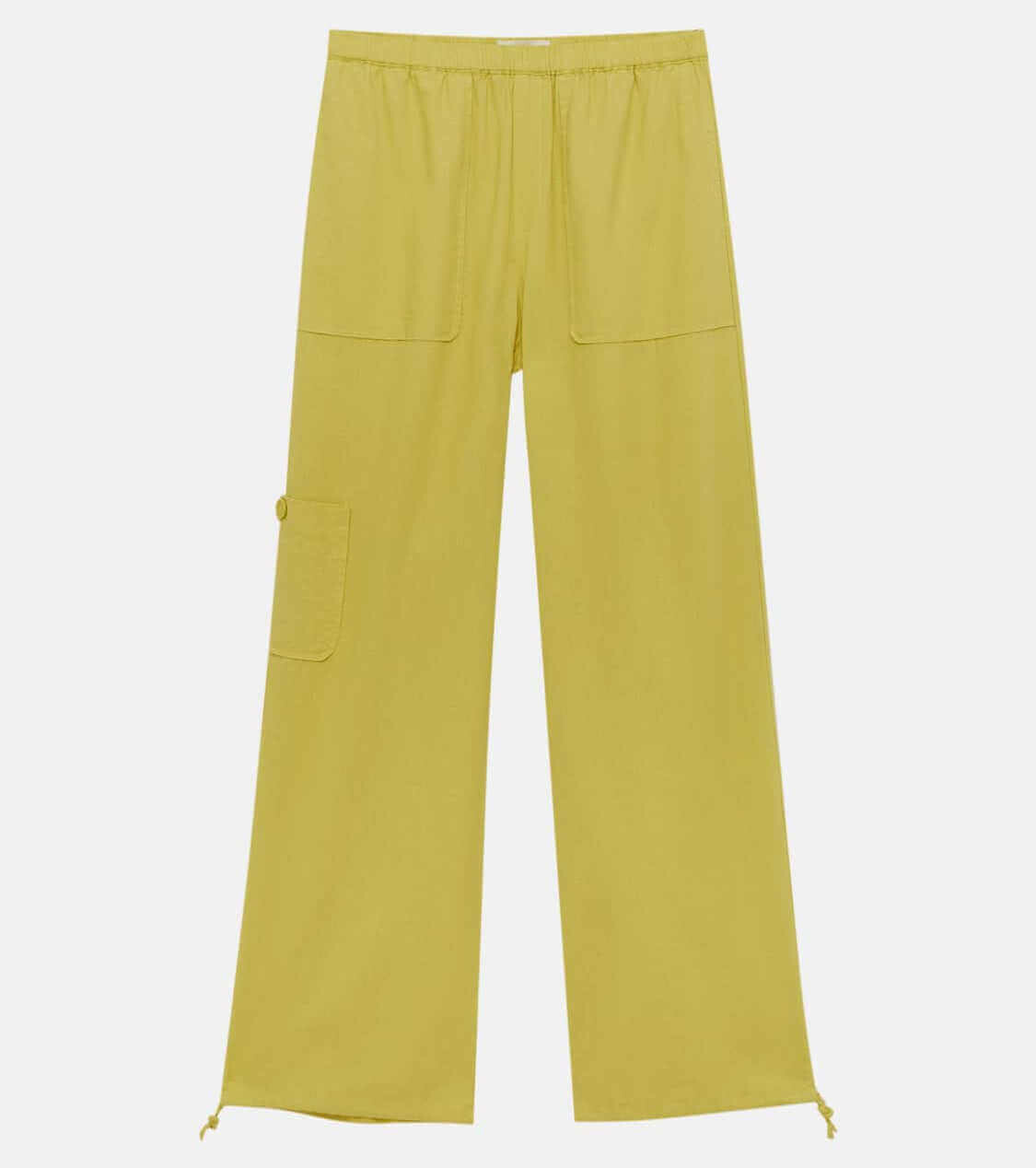 

Свободные брюки со льном Pull&Bear, желтый