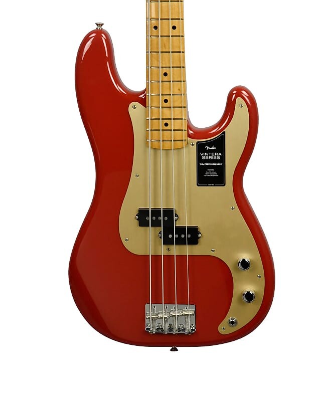 

Fender Vintera 50s Precision Bass в красном цвете Dakota с сумкой для переноски