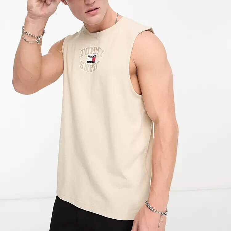 

Футболка без рукавов Tommy Jeans Centre Curve Logo Tank, бежевый