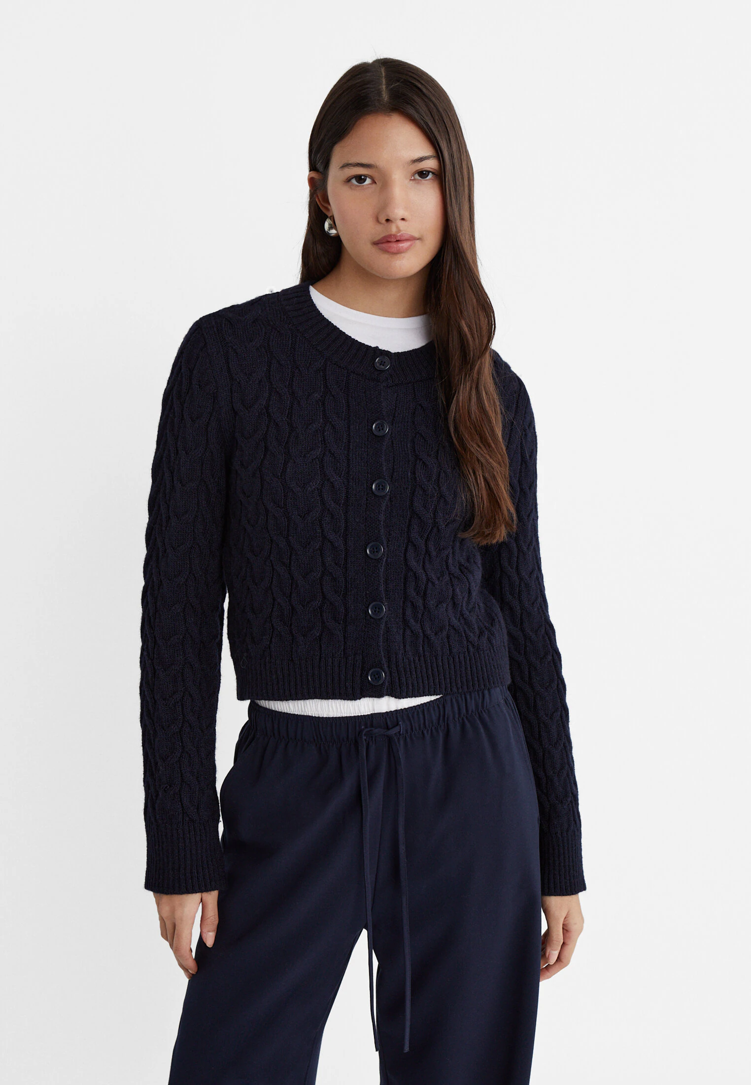 

Кардиган косой вязки Stradivarius, синий