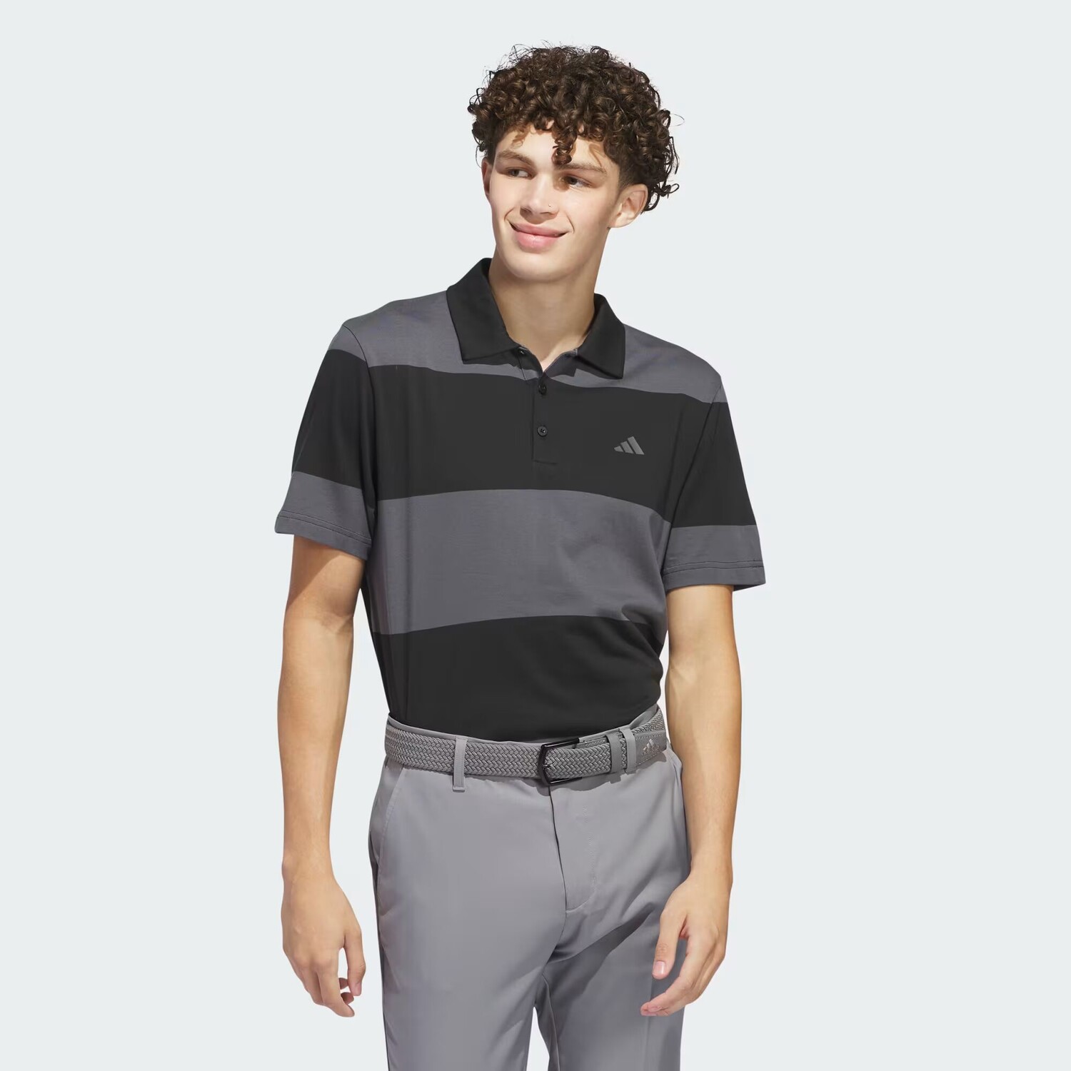 

Рубашка-поло в полоску для регби с цветными блоками Adidas, Black/Grey Six