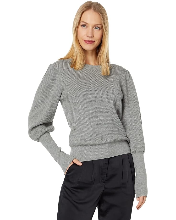 Свитер Lilla P Puff Sleeve Crew Neck Sweater, серый