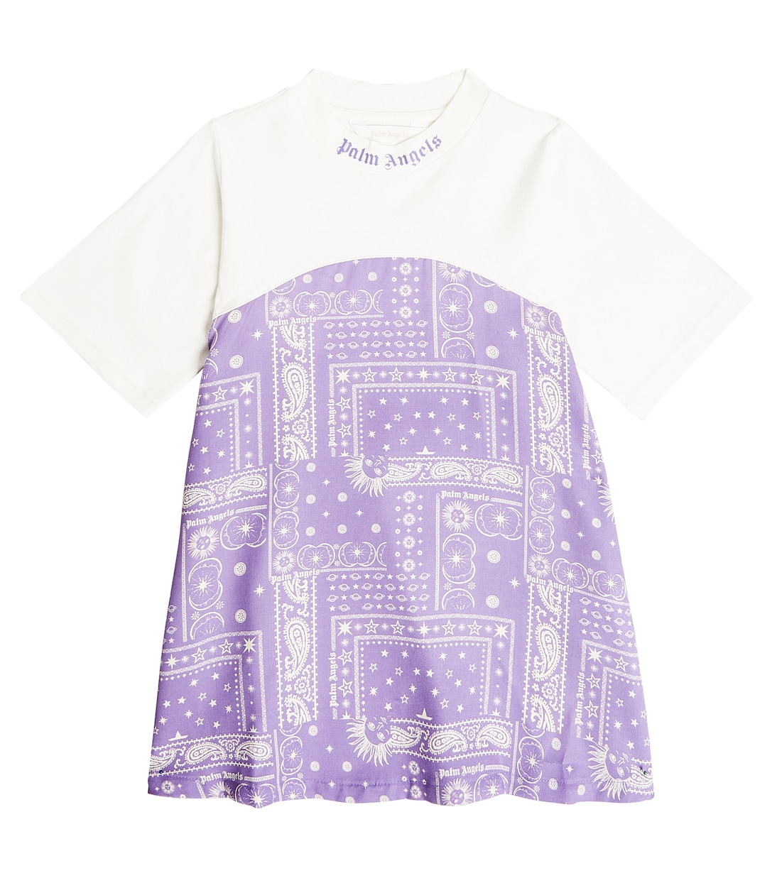 Платье astro из хлопка с узором пейсли Palm Angels Kids, фиолетовый