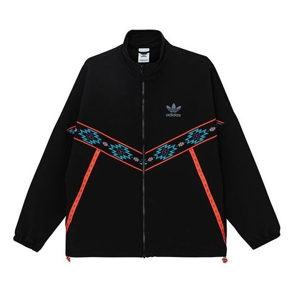 adidas originals Geometry Pattern Casual Sports Stand Collar Jacket Black CDEK.Shopping