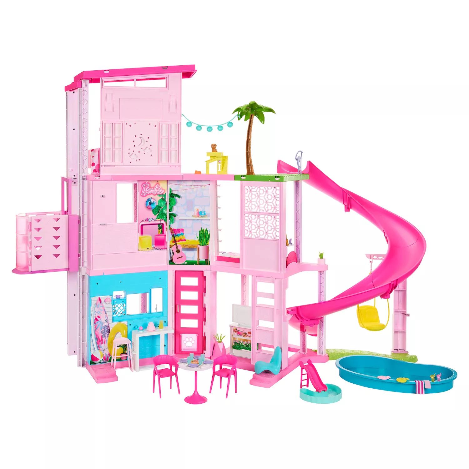 Кукольный домик Barbie Dreamhouse для вечеринки у бассейна с 3-этажным  слайдом Barbie – купить с доставкой из-за рубежа через платформу  «CDEK.Shopping»