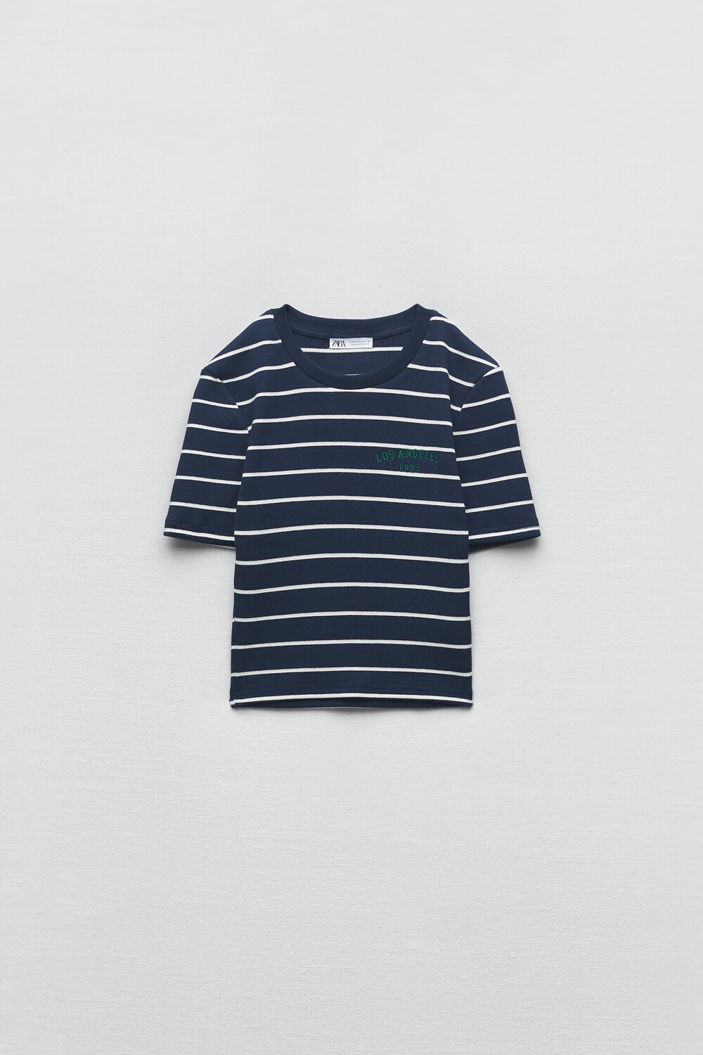 

Футболка в полоску с вышивкой ZARA, синий/белый