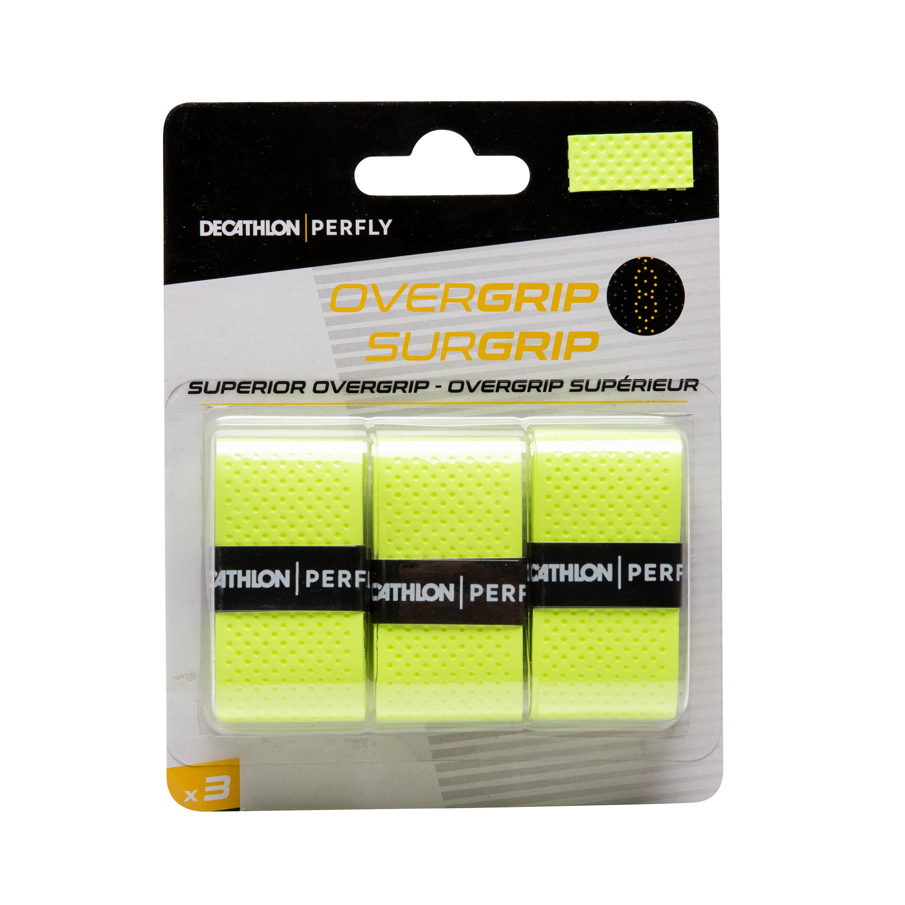 Лента для бадминтона Superior Overgrip, 3 шт., ярко-зеленая PERFLY, светло-зеленый - фото