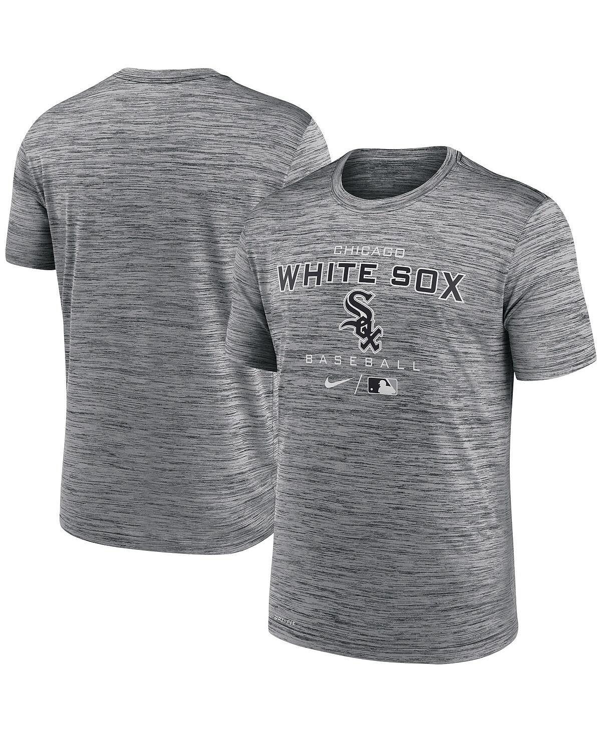 Мужская антрацитовая футболка chicago white sox authentic collection velocity practice space-dye performance футболка Nike