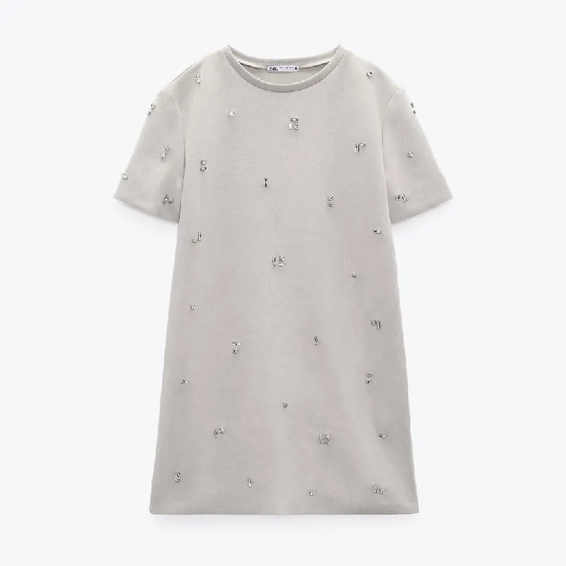 

Платье Zara Faux Suede With Rhinestones, серый