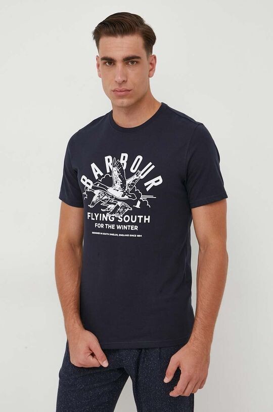 

Хлопковая футболка Barbour, темно-синий